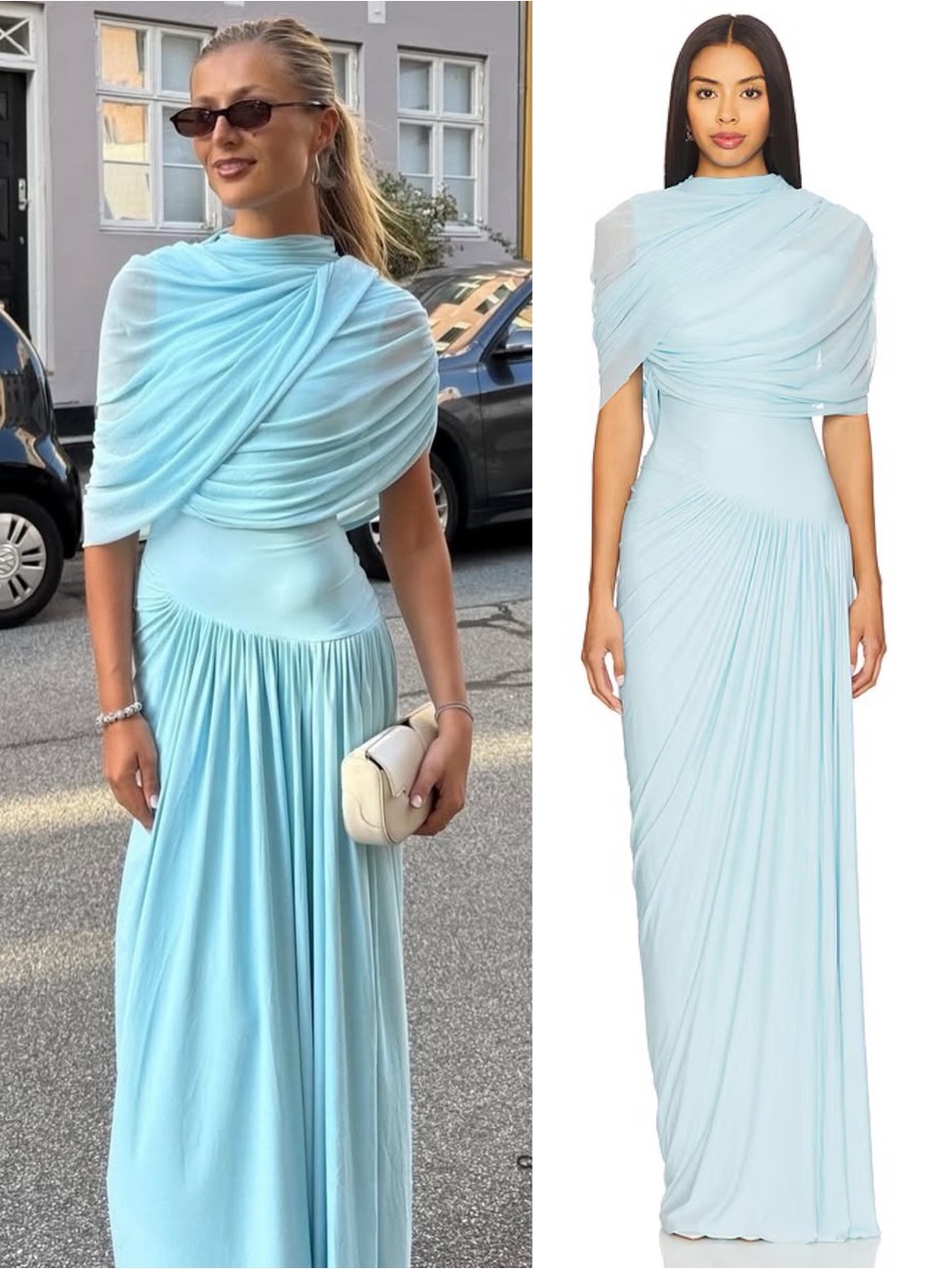 DEME by Gabriella Jasmine Draped Stretch Jersey Dress Blue NEW with tag